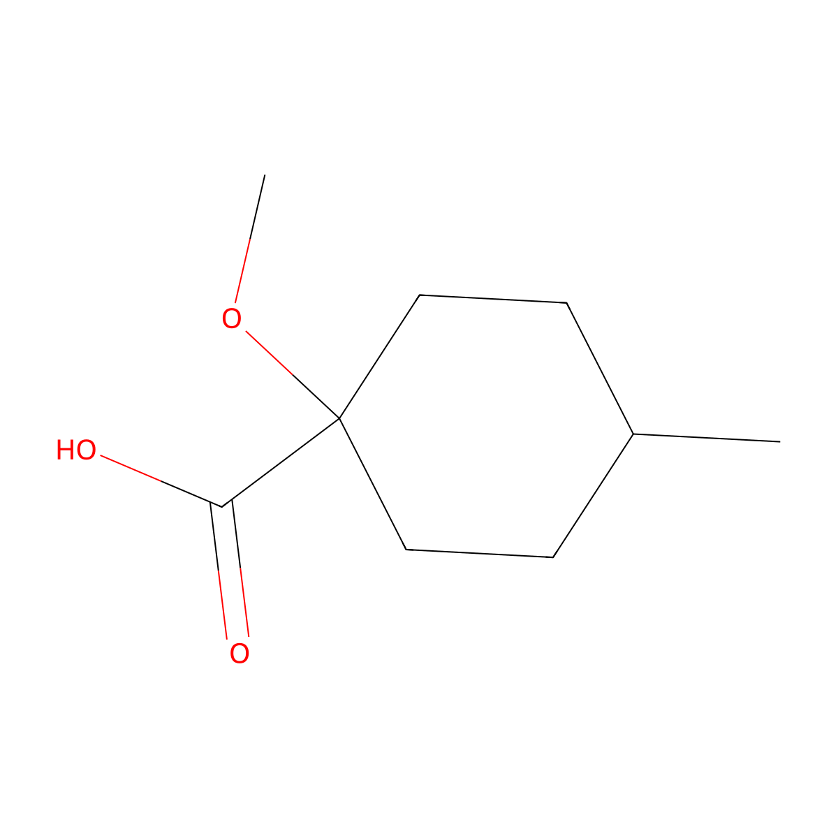 1-Methoxy-4-methylcyclohexane-1-carboxylic acid molecular structure, CAS 1249639-08-4