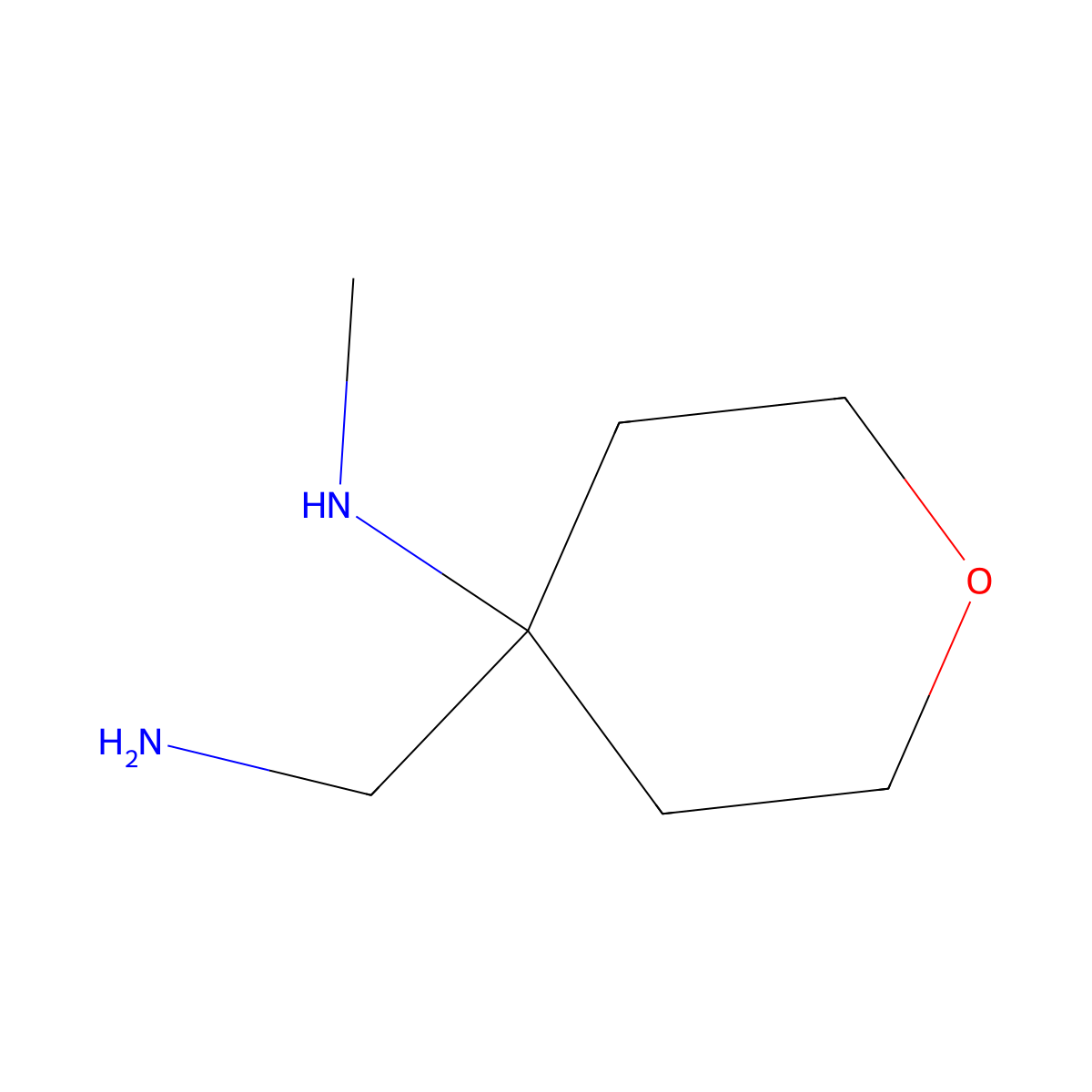 4-(aminomethyl)-N-methyloxan-4-amine molecular structure, CAS 1249639-43-7
