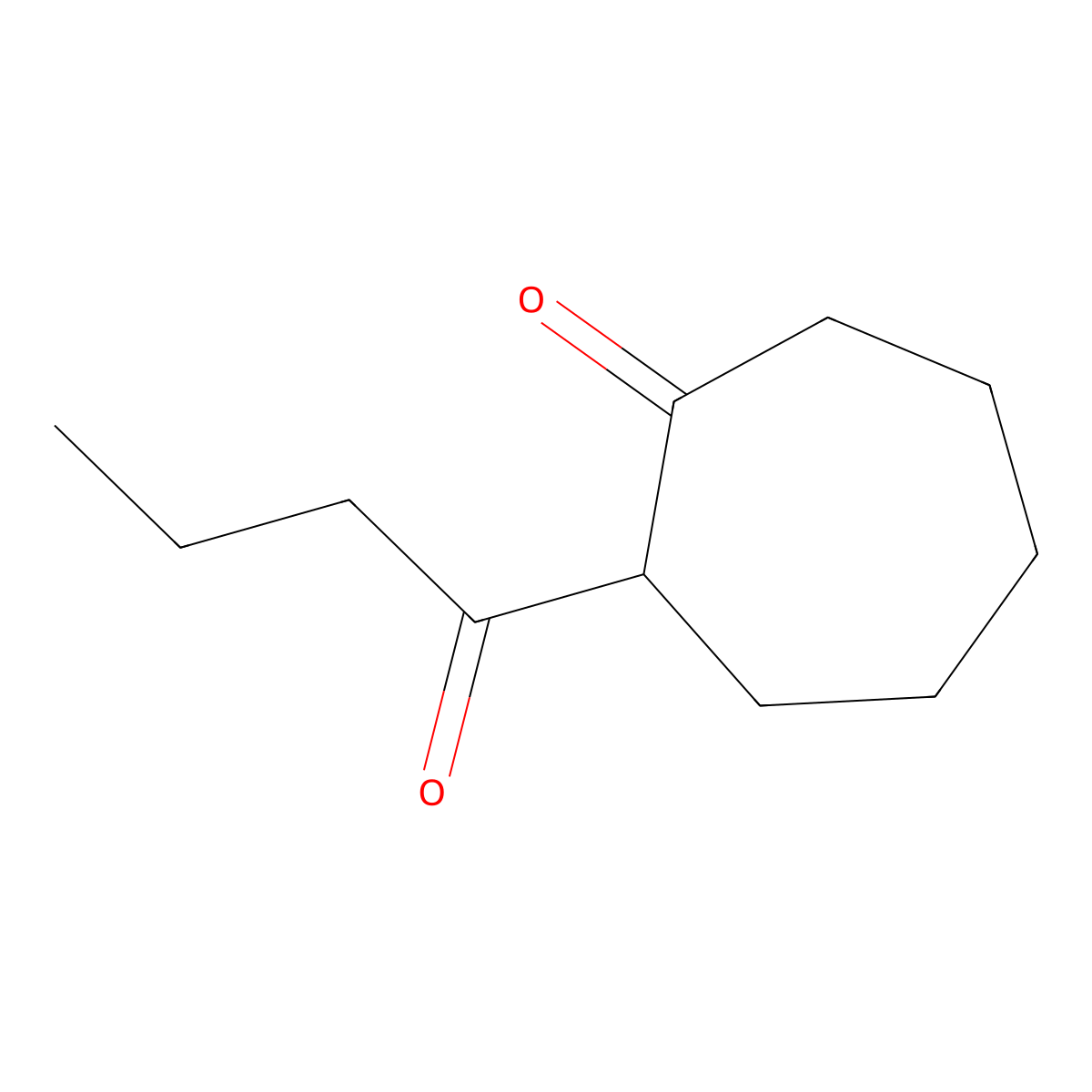 2-Butanoylcycloheptan-1-one molecular structure, CAS 1249641-82-4