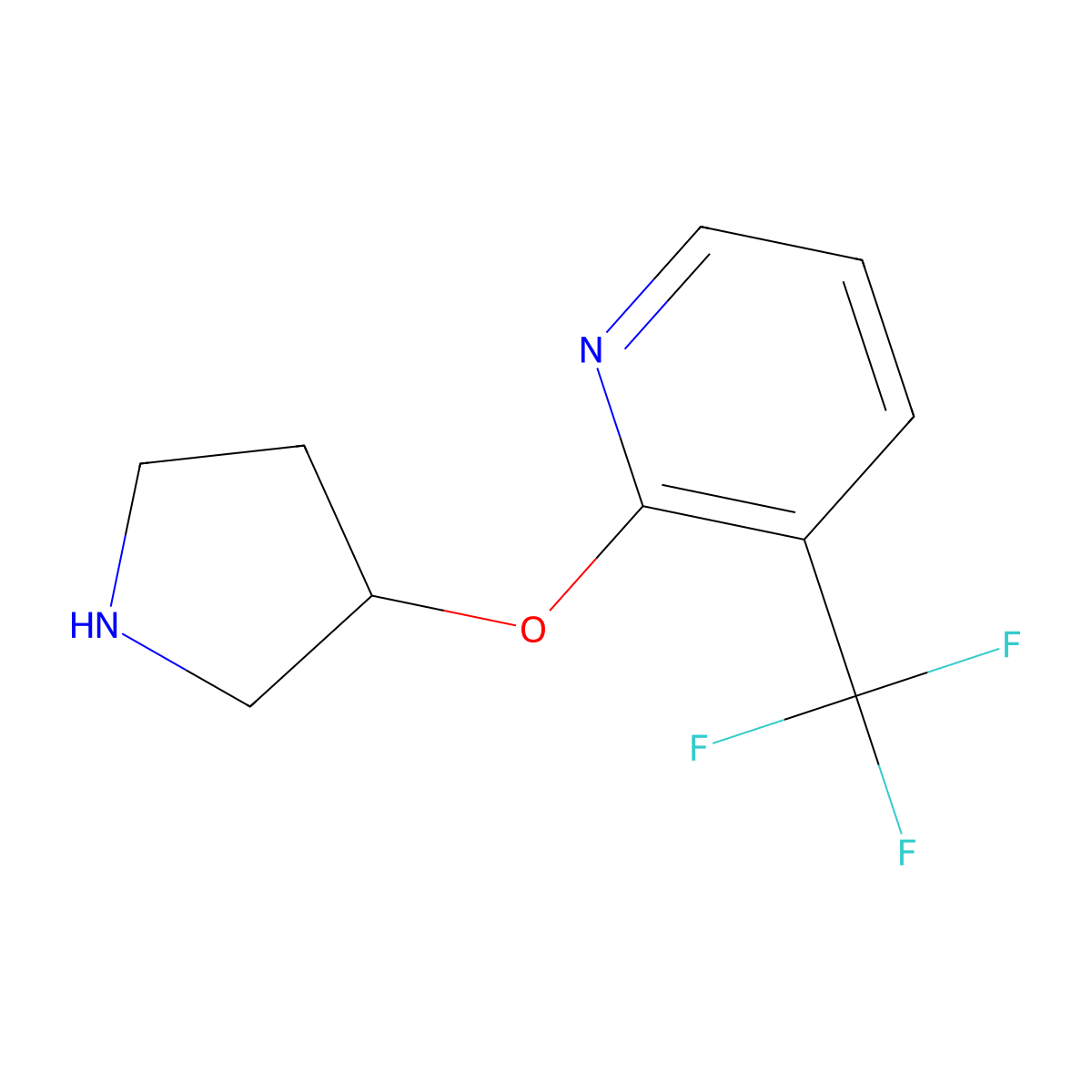 2-(Pyrrolidin-3-yloxy)-3-(trifluoromethyl)pyridine molecular structure, CAS 1249643-05-7