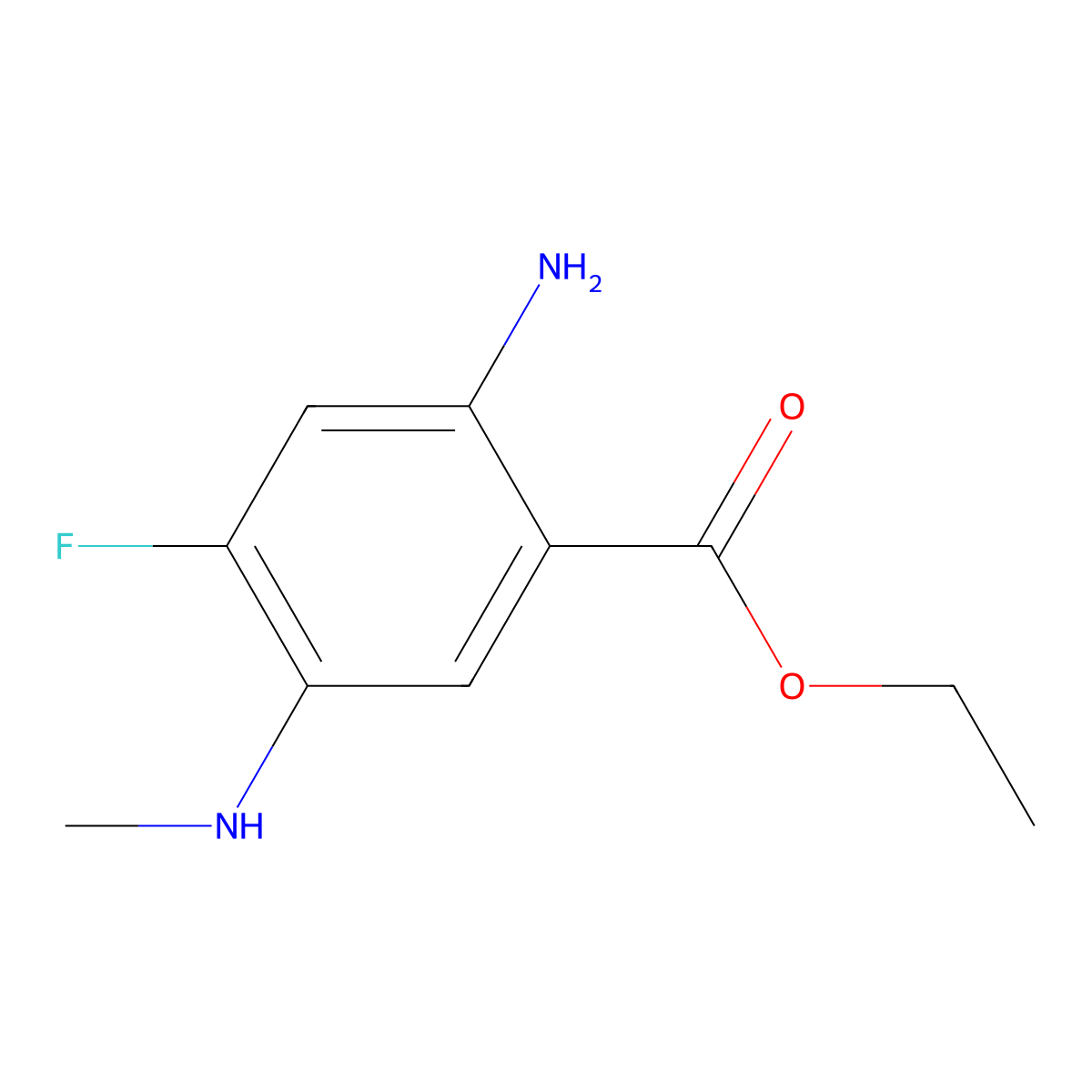 Ethyl 2-amino-4-fluoro-5-(methylamino)benzoate molecular structure, CAS 1249643-41-1