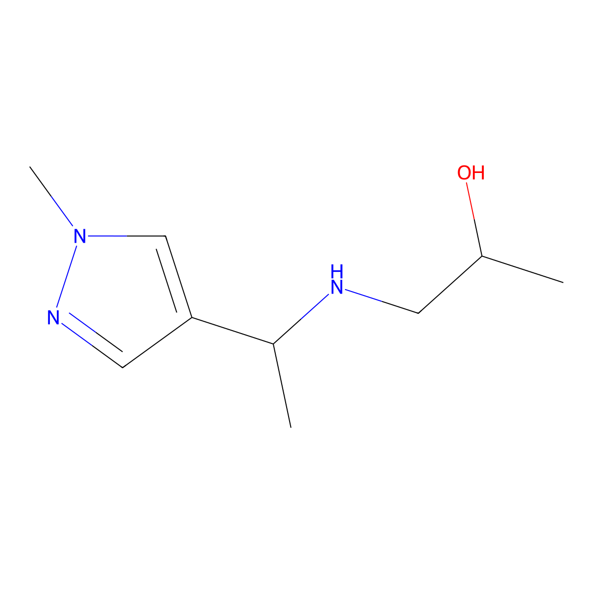 1-{[1-(1-methyl-1H-pyrazol-4-yl)ethyl]amino}propan-2-ol molecular structure, CAS 1249643-83-1