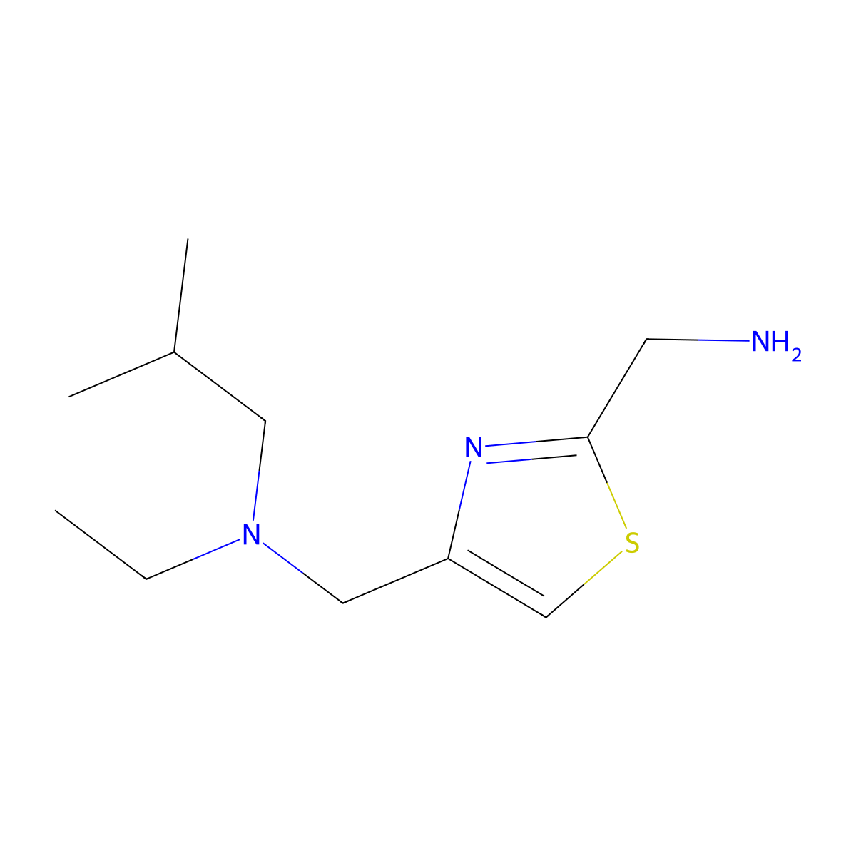 n-((2-(Aminomethyl)thiazol-4-yl)methyl)-N-ethyl-2-methylpropan-1-amine molecular structure, CAS 1249644-70-9