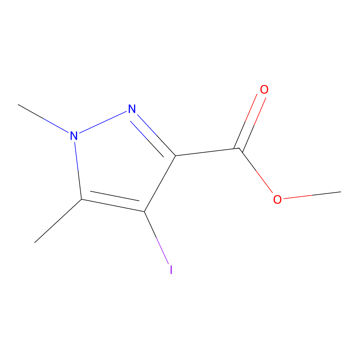 methyl 4-iodo-1,5-dimethyl-1H-pyrazole-3-carboxylate molecular structure, CAS 1249645-61-1