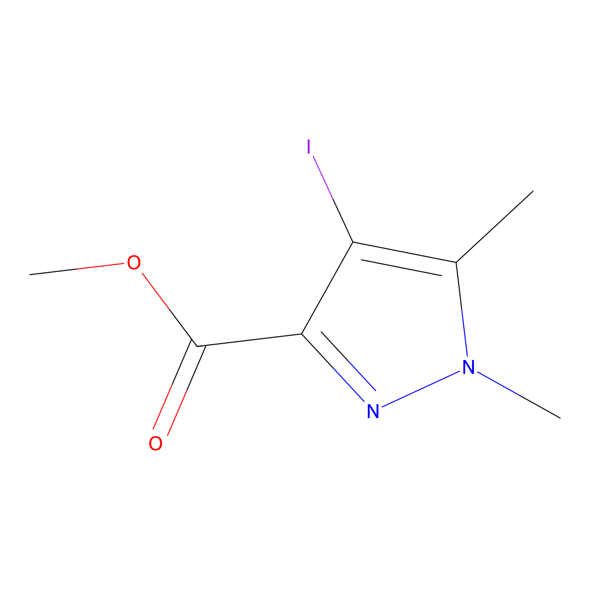 methyl 4-iodo-1,5-dimethyl-1H-pyrazole-3-carboxylate molecular structure, CAS 1249645-61-1