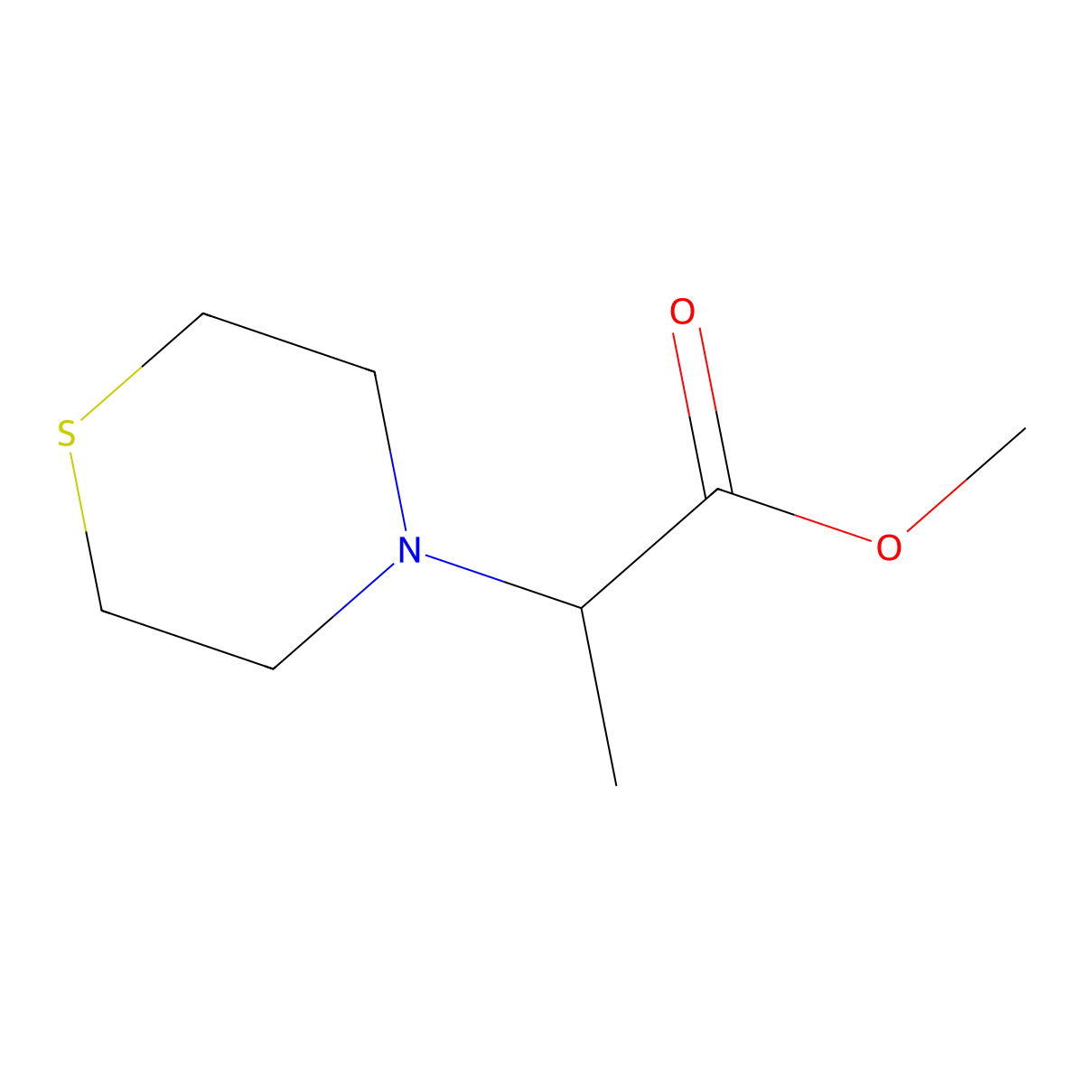Methyl 2-(thiomorpholin-4-yl)propanoate molecular structure, CAS 1249646-51-2
