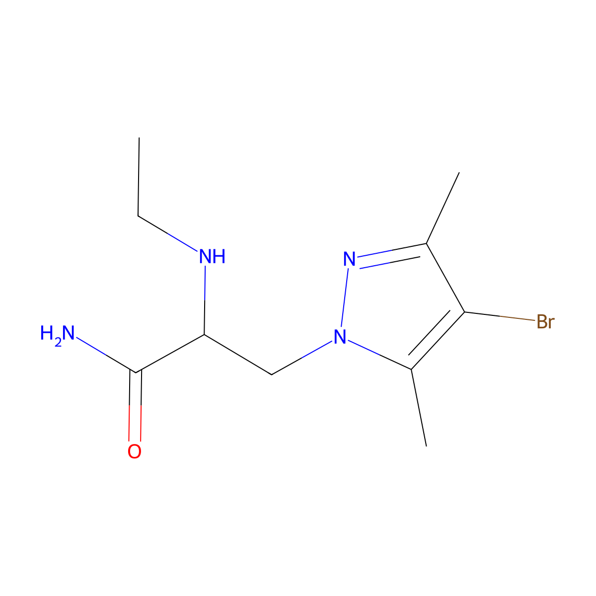 3-(4-Bromo-3,5-dimethyl-1h-pyrazol-1-yl)-2-(ethylamino)propanamide molecular structure, CAS 1249647-44-6