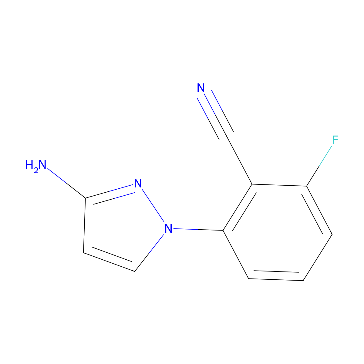 2-(3-amino-1H-pyrazol-1-yl)-6-fluorobenzonitrile molecular structure, CAS 1249650-30-3