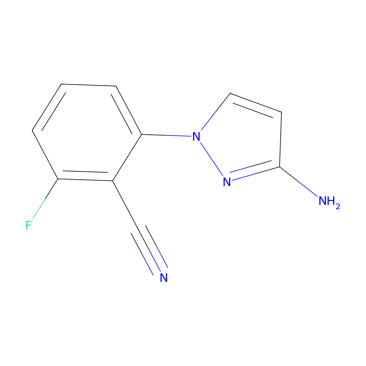 2-(3-amino-1H-pyrazol-1-yl)-6-fluorobenzonitrile molecular structure, CAS 1249650-30-3