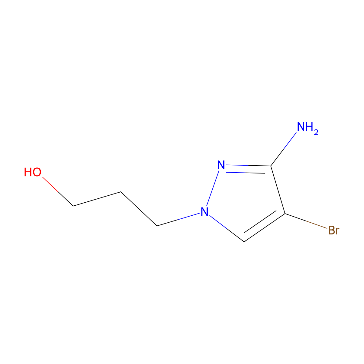 3-(3-amino-4-bromo-1H-pyrazol-1-yl)propan-1-ol molecular structure, CAS 1249650-45-0