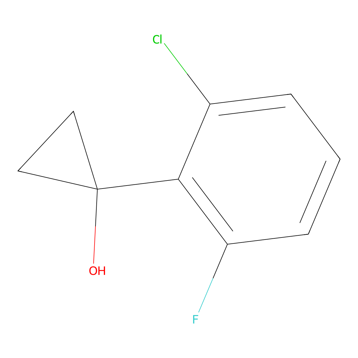 1-(2-Chloro-6-fluorophenyl)cyclopropan-1-ol molecular structure, CAS 1249651-22-6