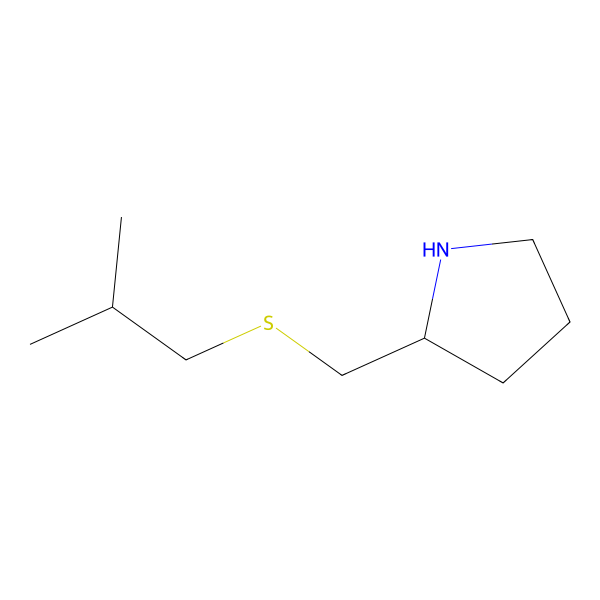 2-{[(2-Methylpropyl)sulfanyl]methyl}pyrrolidine molecular structure, CAS 1249651-25-9