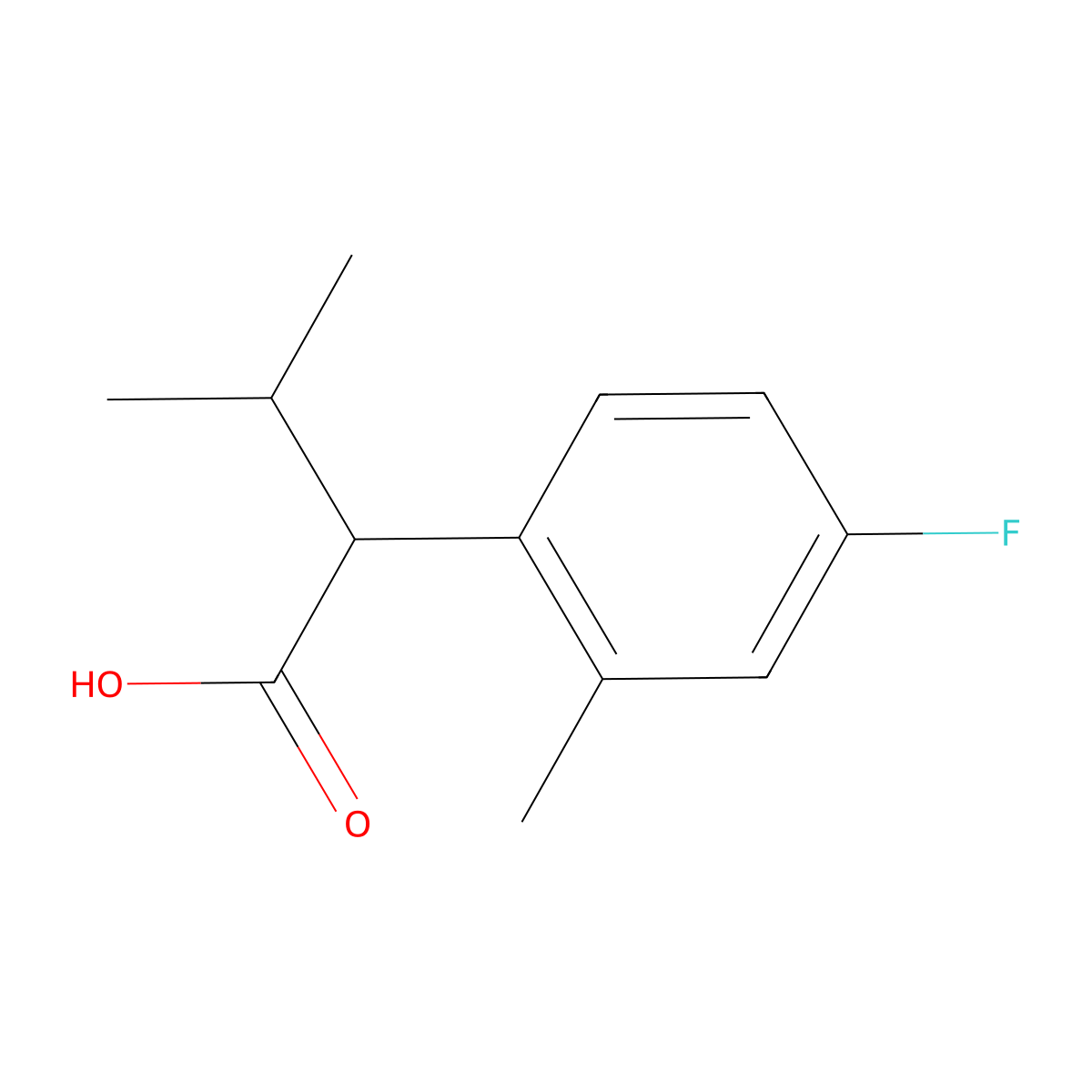 2-(4-Fluoro-2-methylphenyl)-3-methylbutanoic acid molecular structure, CAS 1249652-02-5