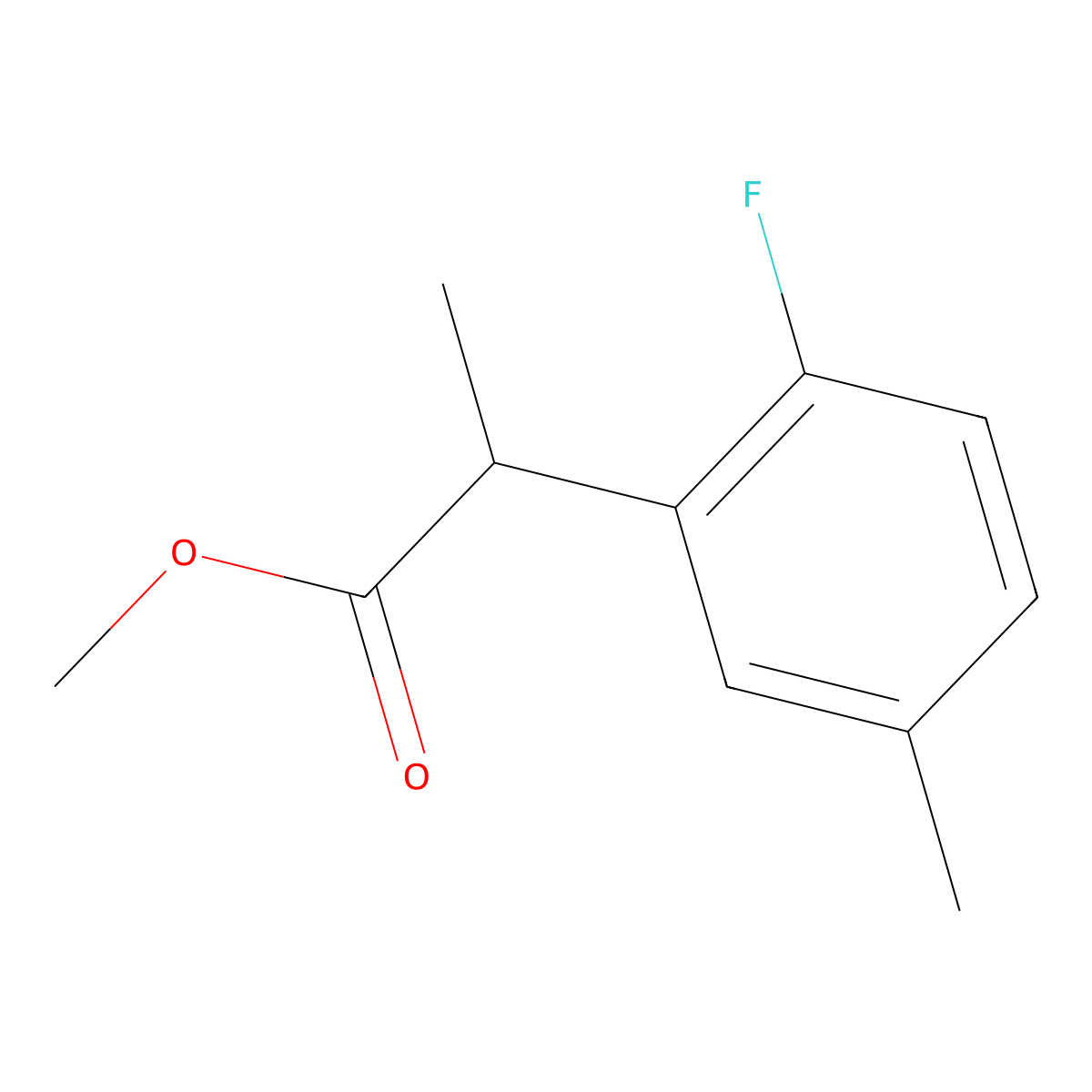 Methyl 2-(2-fluoro-5-methylphenyl)propanoate molecular structure, CAS 1249660-38-5