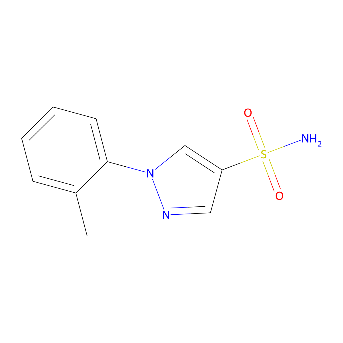 1-(2-methylphenyl)-1H-pyrazole-4-sulfonamide molecular structure, CAS 1249662-52-9