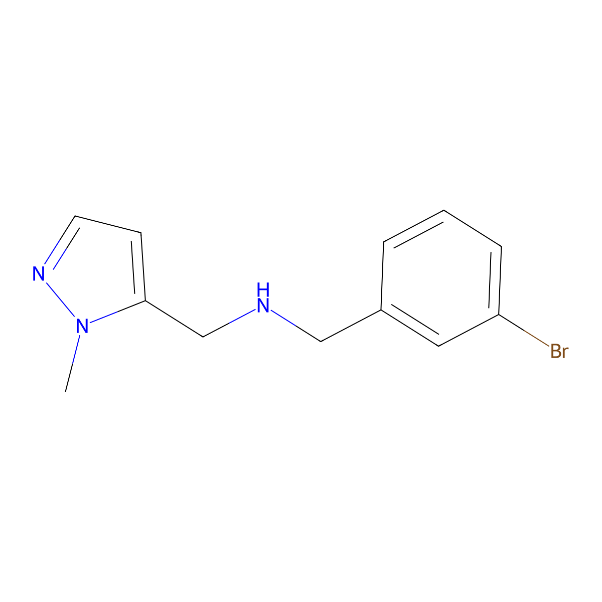 [(3-bromophenyl)methyl][(1-methyl-1H-pyrazol-5-yl)methyl]amine molecular structure, CAS 1249664-39-8