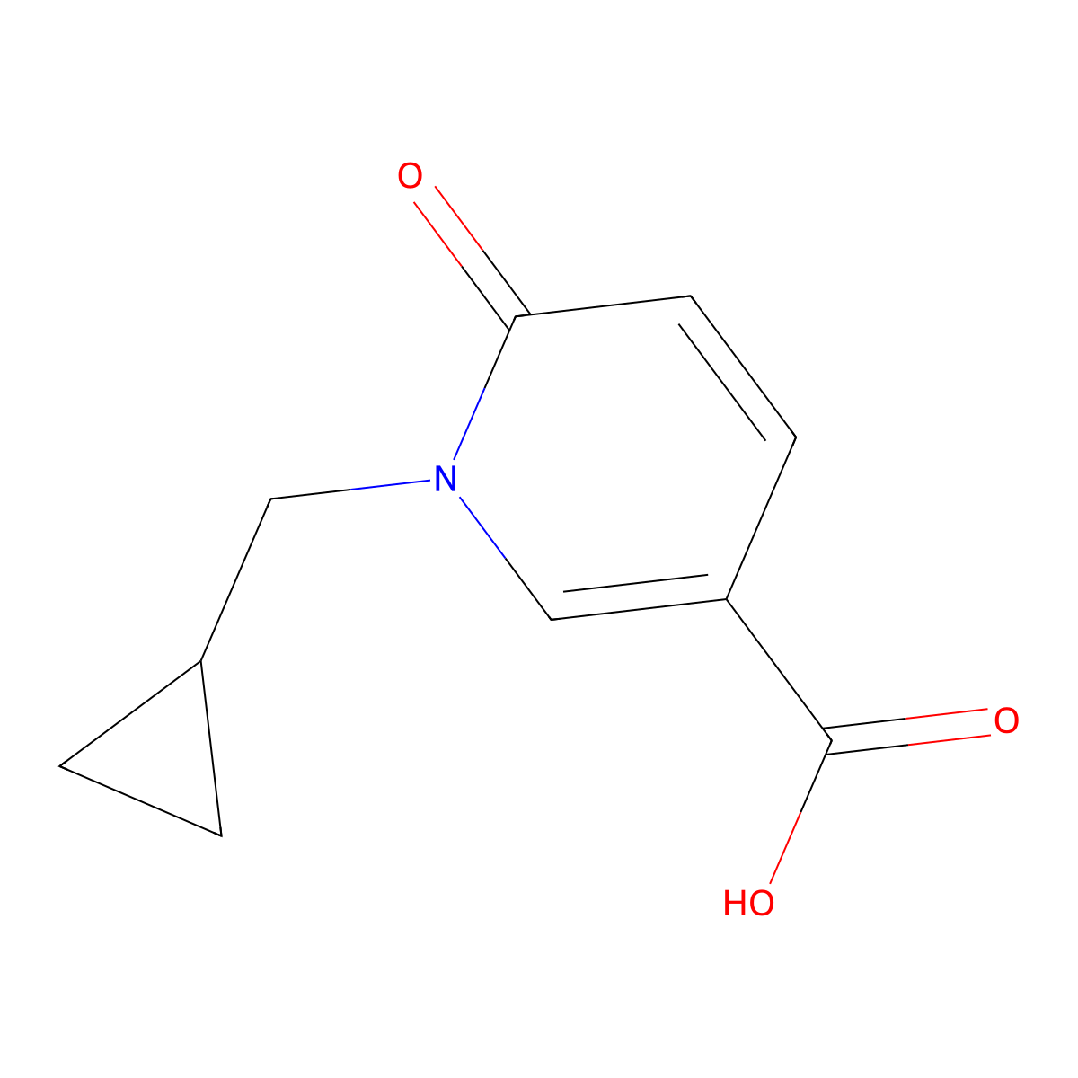 1-(Cyclopropylmethyl)-6-oxo-1,6-dihydropyridine-3-carboxylic acid molecular structure, CAS 1249671-30-4