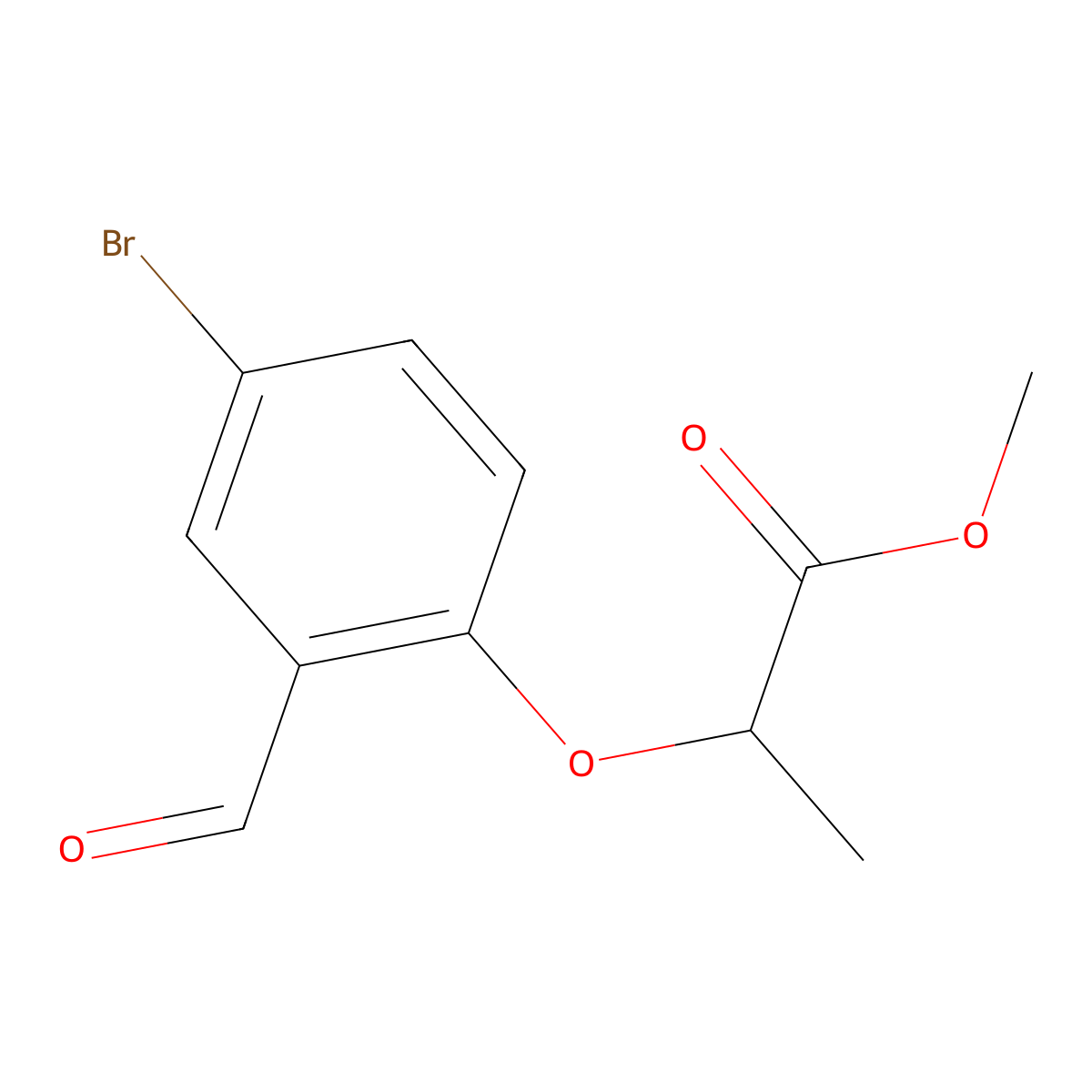 Methyl 2-(4-bromo-2-formylphenoxy)propanoate molecular structure, CAS 1249671-35-9