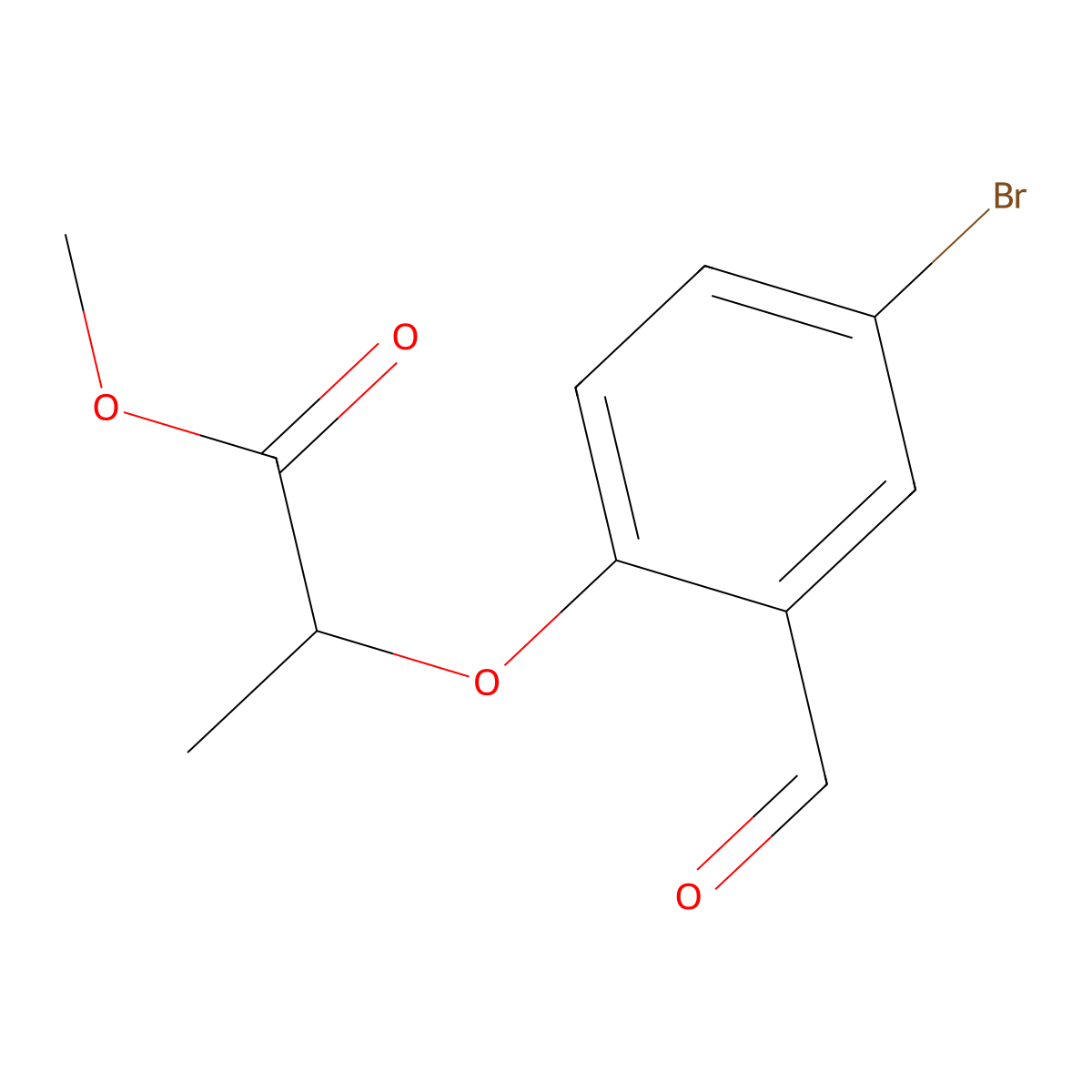 Methyl 2-(4-bromo-2-formylphenoxy)propanoate molecular structure, CAS 1249671-35-9