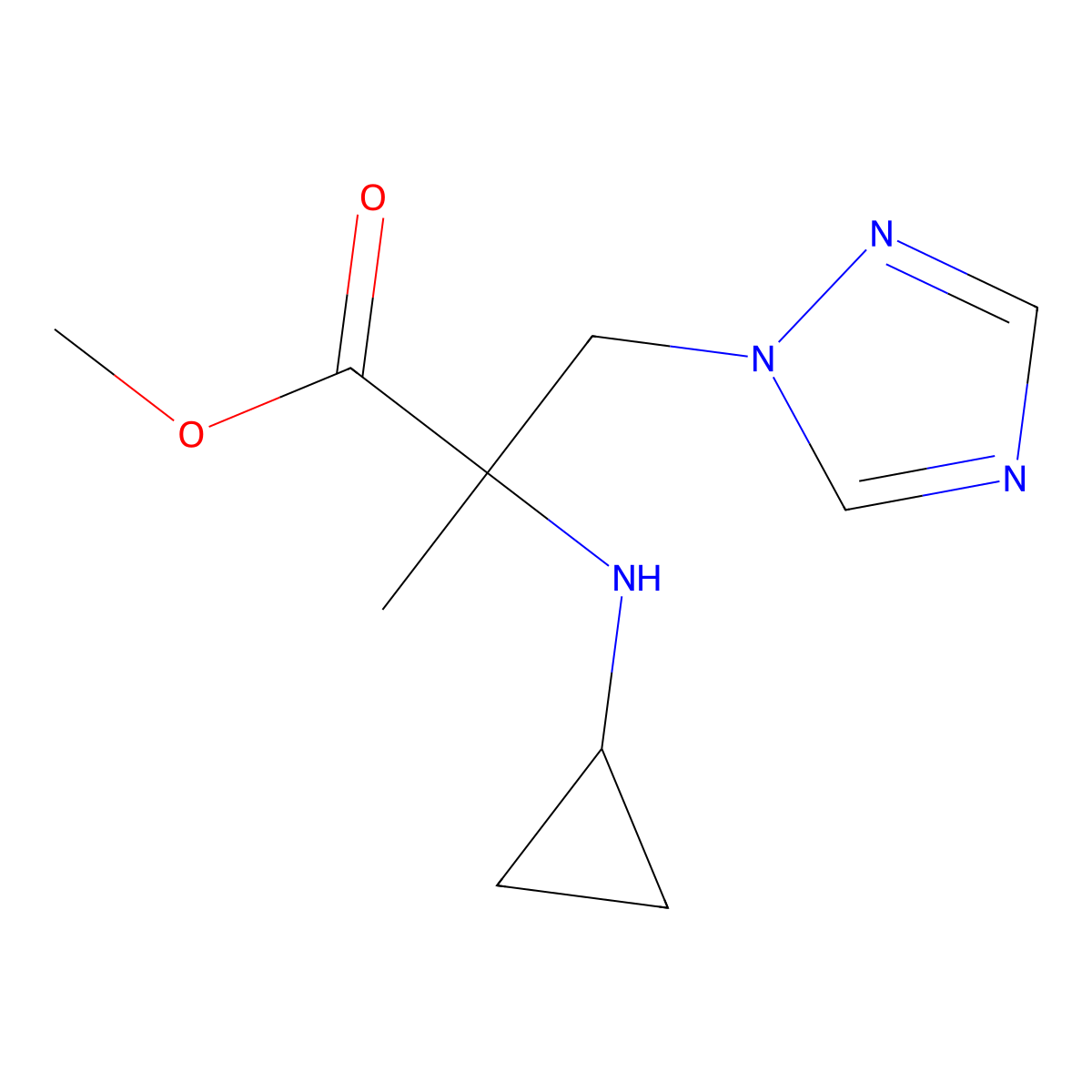 Methyl 2-(cyclopropylamino)-2-methyl-3-(1h-1,2,4-triazol-1-yl)propanoate molecular structure, CAS 1249671-76-8