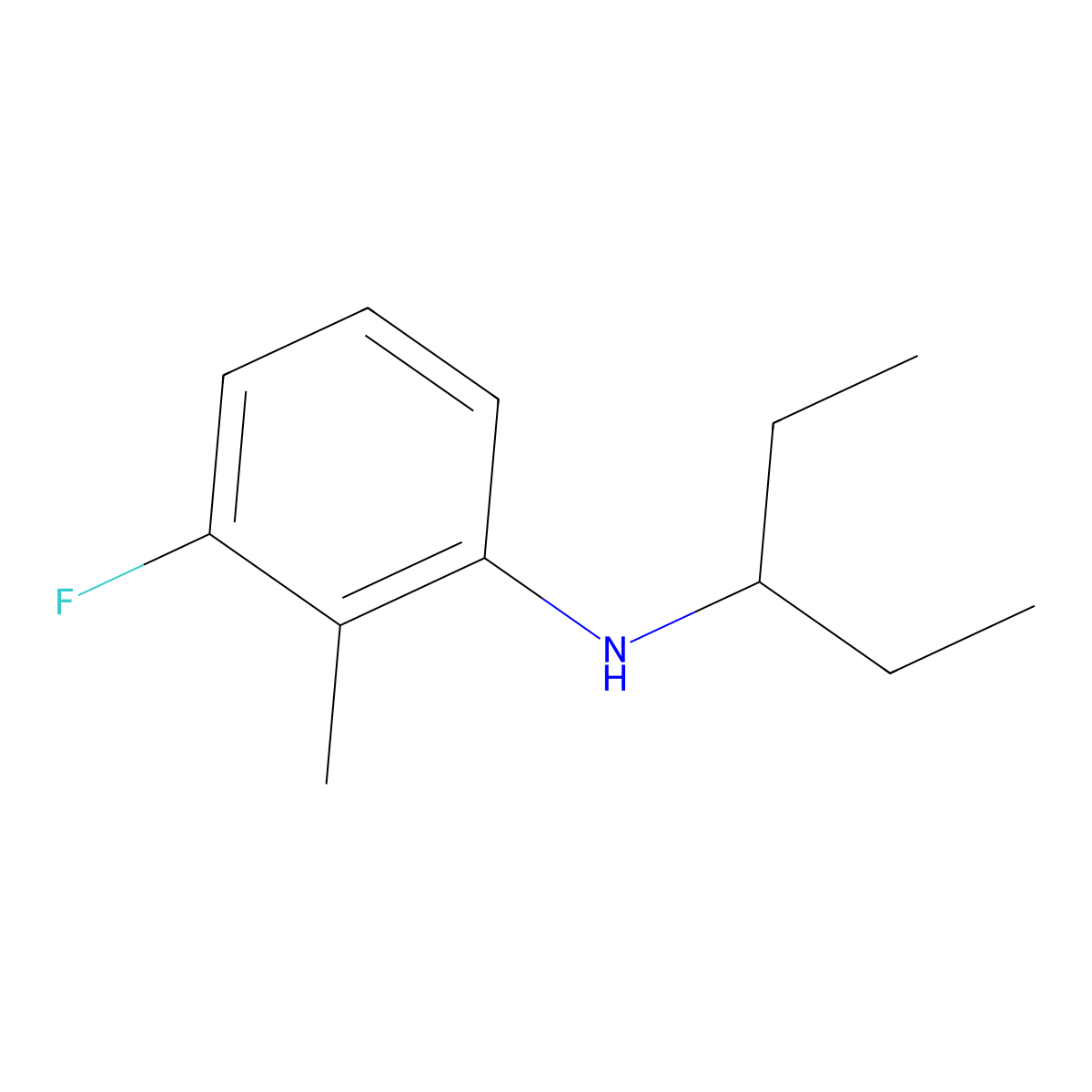 3-fluoro-2-methyl-N-(pentan-3-yl)aniline molecular structure, CAS 1249672-94-3