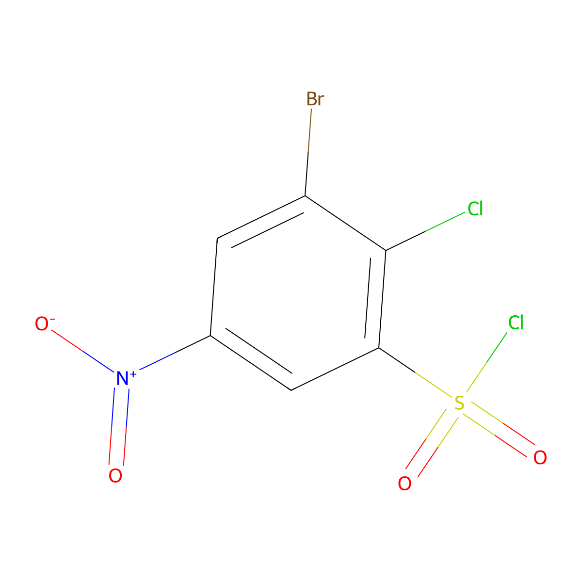 3-Bromo-2-chloro-5-nitrobenzene-1-sulfonyl chloride molecular structure, CAS 1249673-60-6