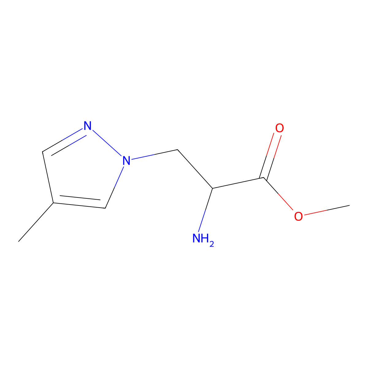 methyl 2-amino-3-(4-methyl-1H-pyrazol-1-yl)propanoate molecular structure, CAS 1249676-67-2