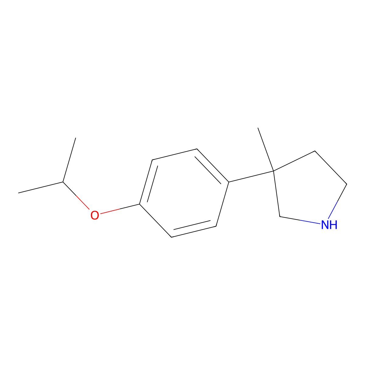 3-Methyl-3-[4-(propan-2-yloxy)phenyl]pyrrolidine molecular structure, CAS 1249676-96-7