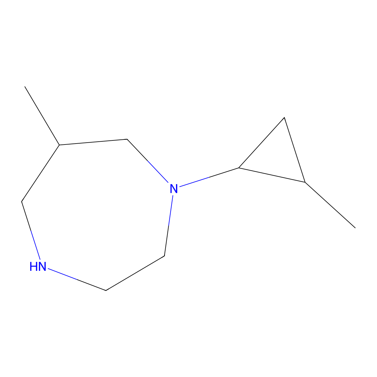 6-Methyl-1-(2-methylcyclopropyl)-1,4-diazepane molecular structure, CAS 1249677-70-0