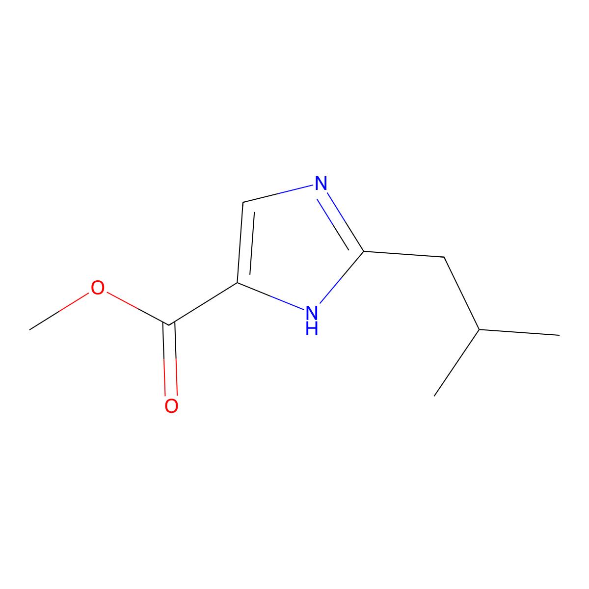 methyl 2-(2-methylpropyl)-1H-imidazole-4-carboxylate molecular structure, CAS 1249679-71-7