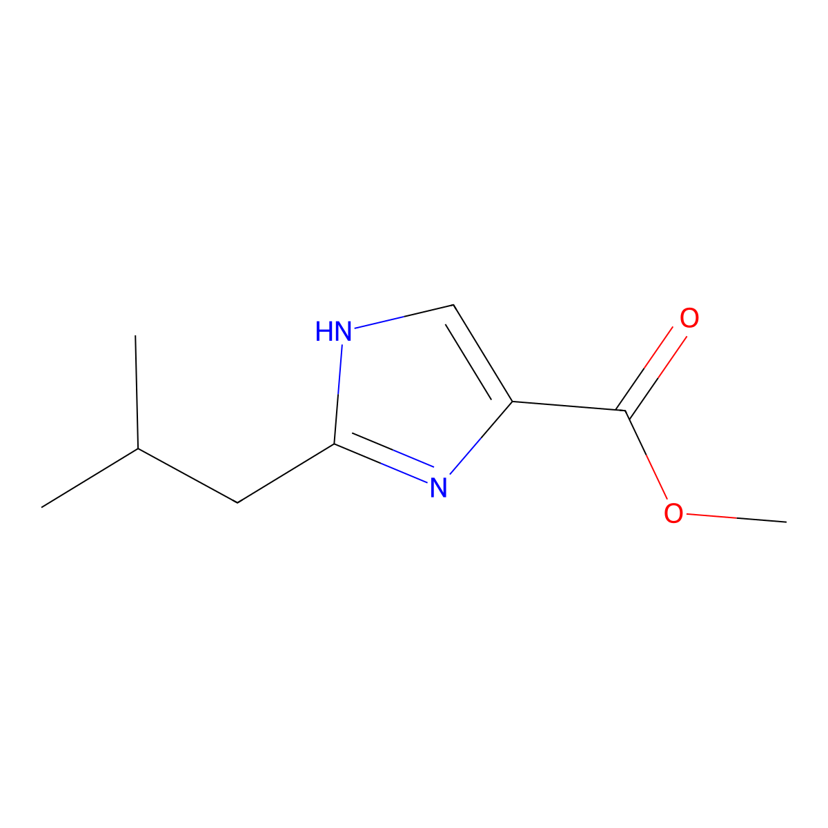 methyl 2-(2-methylpropyl)-1H-imidazole-4-carboxylate molecular structure, CAS 1249679-71-7