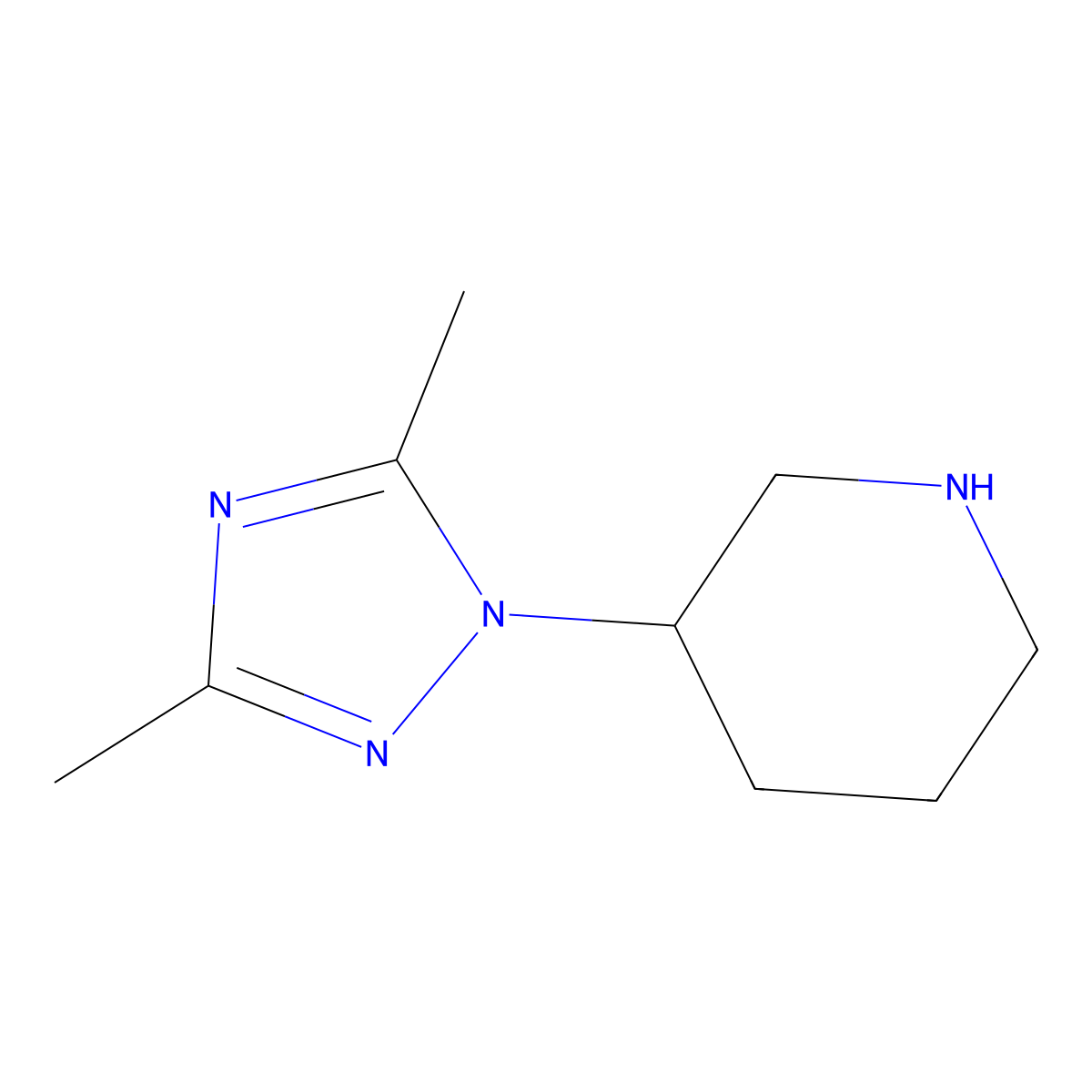 3-(dimethyl-1H-1,2,4-triazol-1-yl)piperidine molecular structure, CAS 1249679-72-8