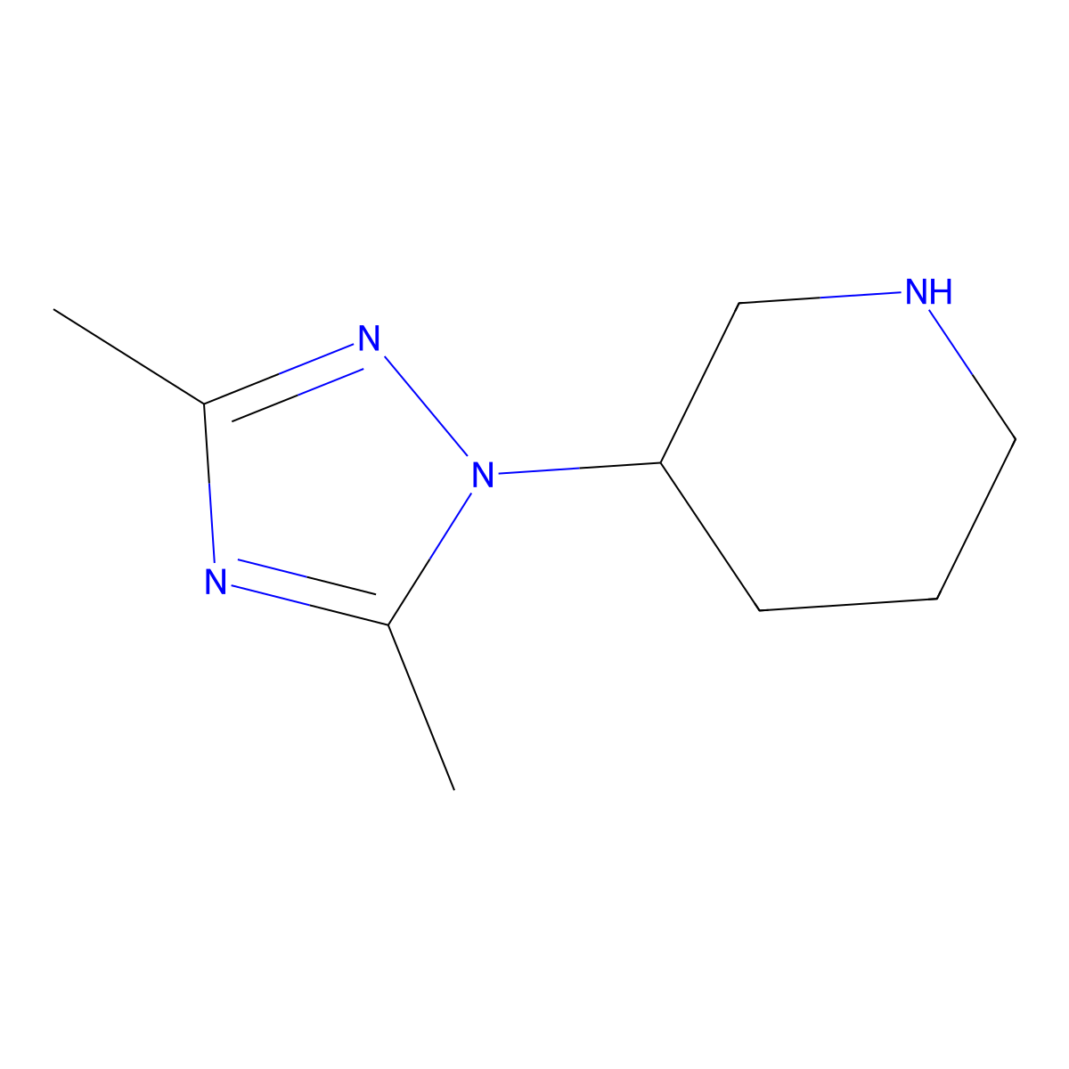 3-(dimethyl-1H-1,2,4-triazol-1-yl)piperidine molecular structure, CAS 1249679-72-8