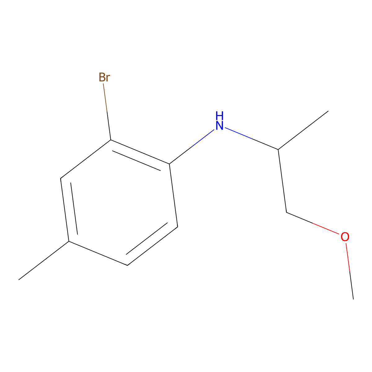 2-bromo-N-(1-methoxypropan-2-yl)-4-methylaniline molecular structure, CAS 1249680-23-6