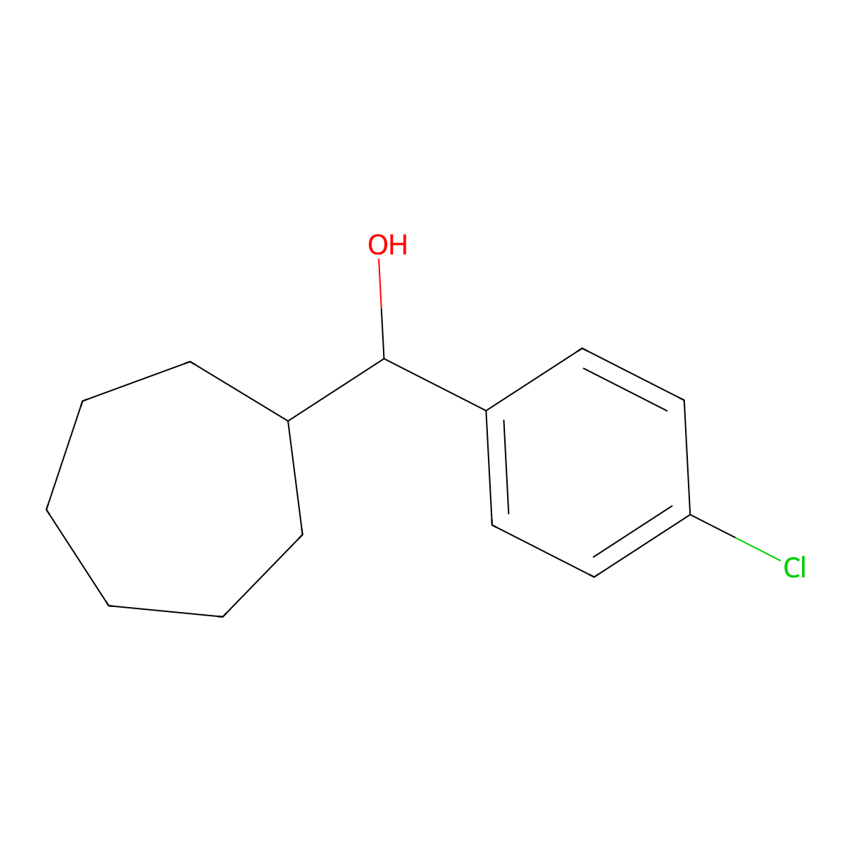 (4-Chlorophenyl)(cycloheptyl)methanol molecular structure, CAS 1249680-53-2