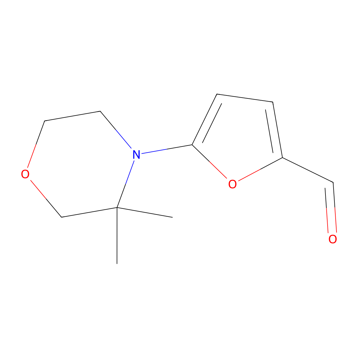 5-(3,3-Dimethylmorpholin-4-yl)furan-2-carbaldehyde molecular structure, CAS 1249684-47-6