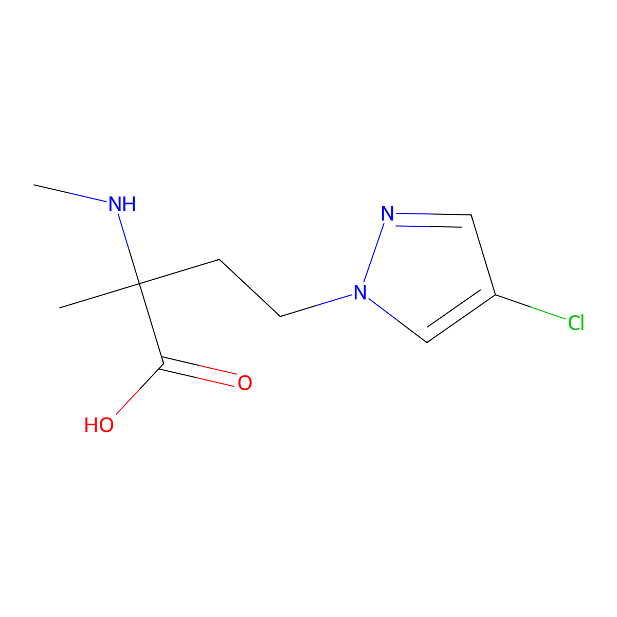 4-(4-Chloro-1h-pyrazol-1-yl)-2-methyl-2-(methylamino)butanoic acid molecular structure, CAS 1249687-97-5