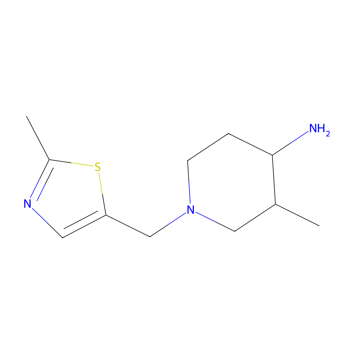 3-Methyl-1-[(2-methyl-1,3-thiazol-5-yl)methyl]piperidin-4-amine molecular structure, CAS 1249691-31-3