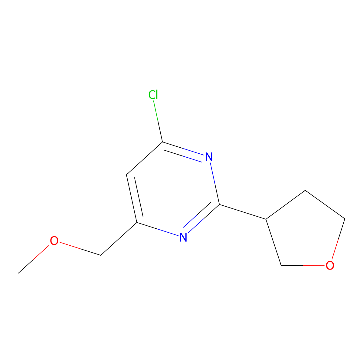 4-Chloro-6-(methoxymethyl)-2-(oxolan-3-yl)pyrimidine molecular structure, CAS 1249696-17-0