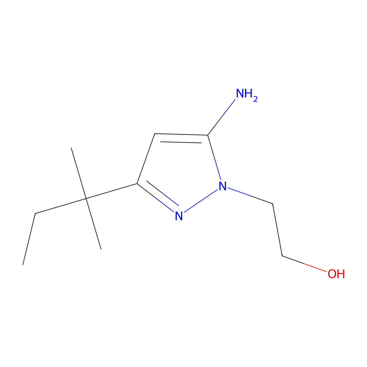 2-[5-amino-3-(2-methylbutan-2-yl)-1H-pyrazol-1-yl]ethan-1-ol molecular structure, CAS 1249699-23-7