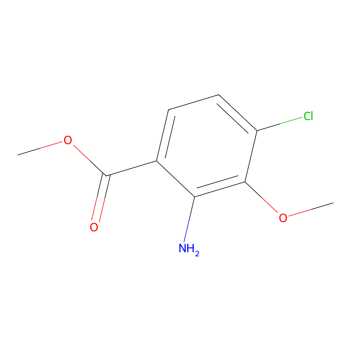 Methyl 2-amino-4-chloro-3-methoxybenzoate molecular structure, CAS 1249704-18-4