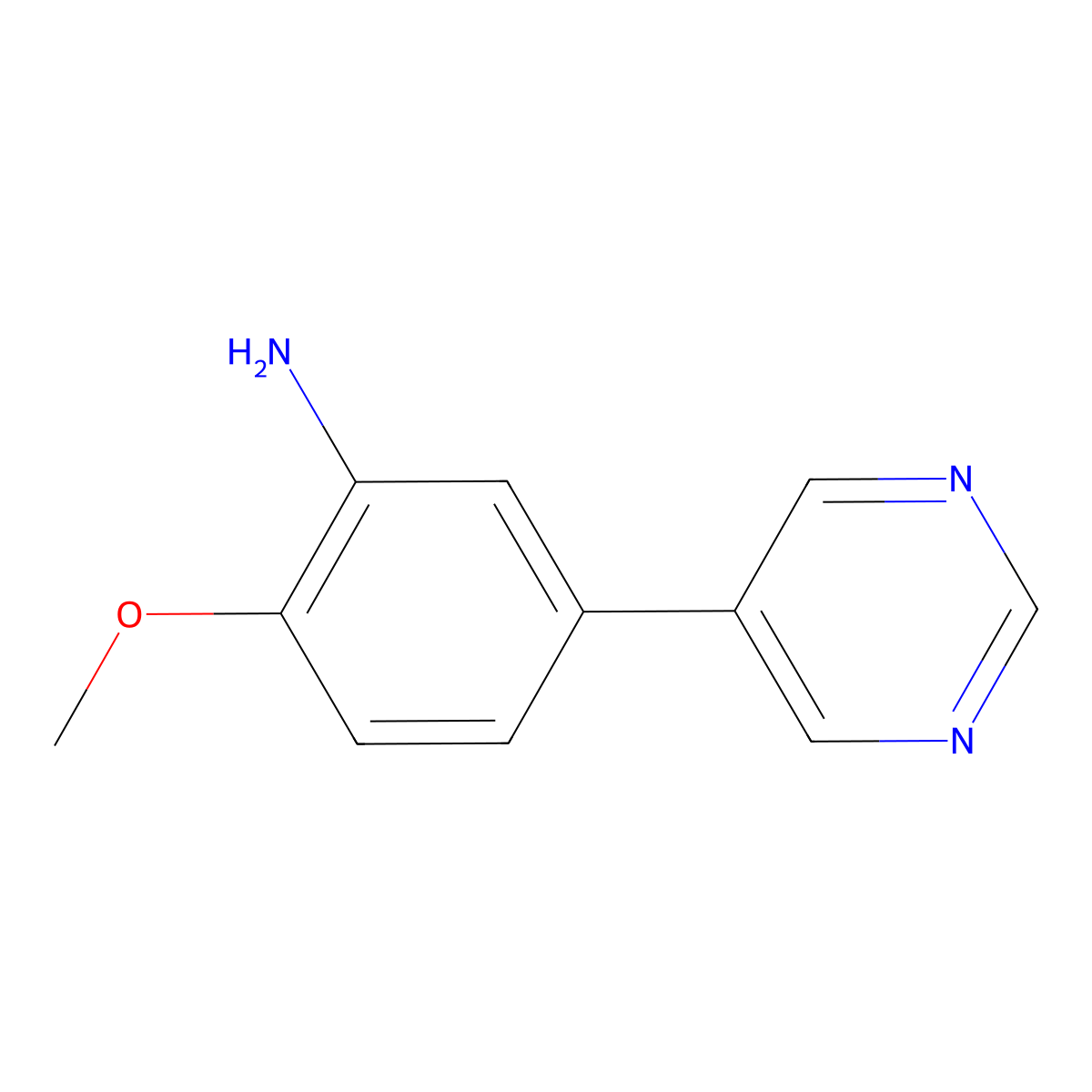 2-Methoxy-5-(pyrimidin-5-yl)aniline molecular structure, CAS 1249705-75-6