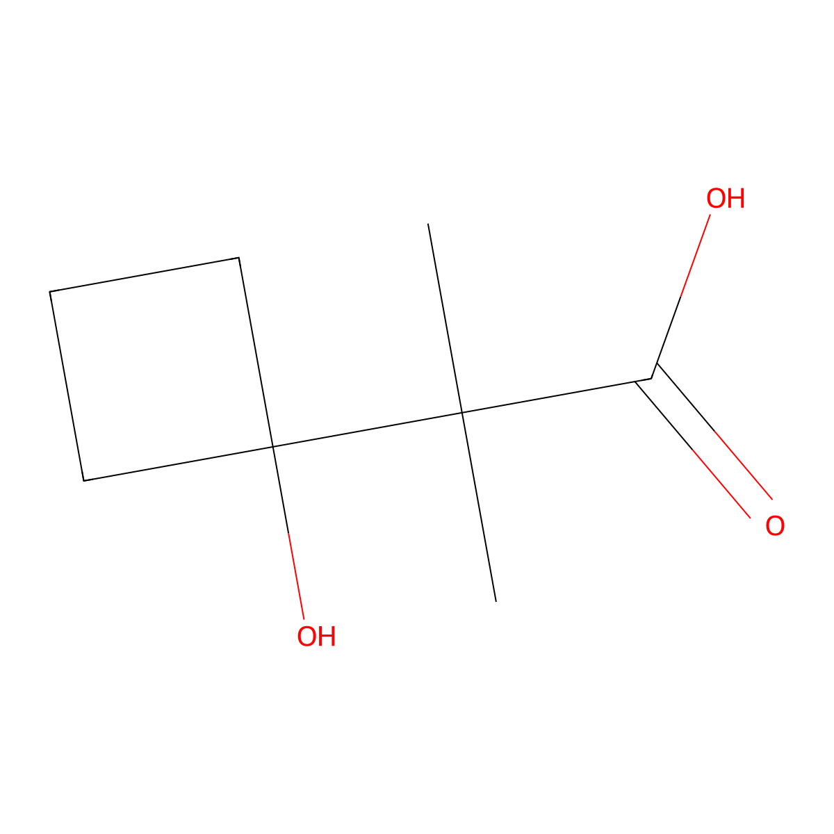 2-(1-Hydroxycyclobutyl)-2-methylpropanoic acid molecular structure, CAS 1249705-77-8