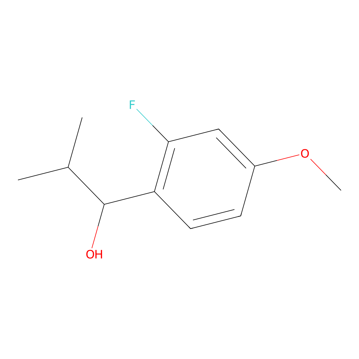 1-(2-Fluoro-4-methoxyphenyl)-2-methylpropan-1-ol molecular structure, CAS 1249705-84-7