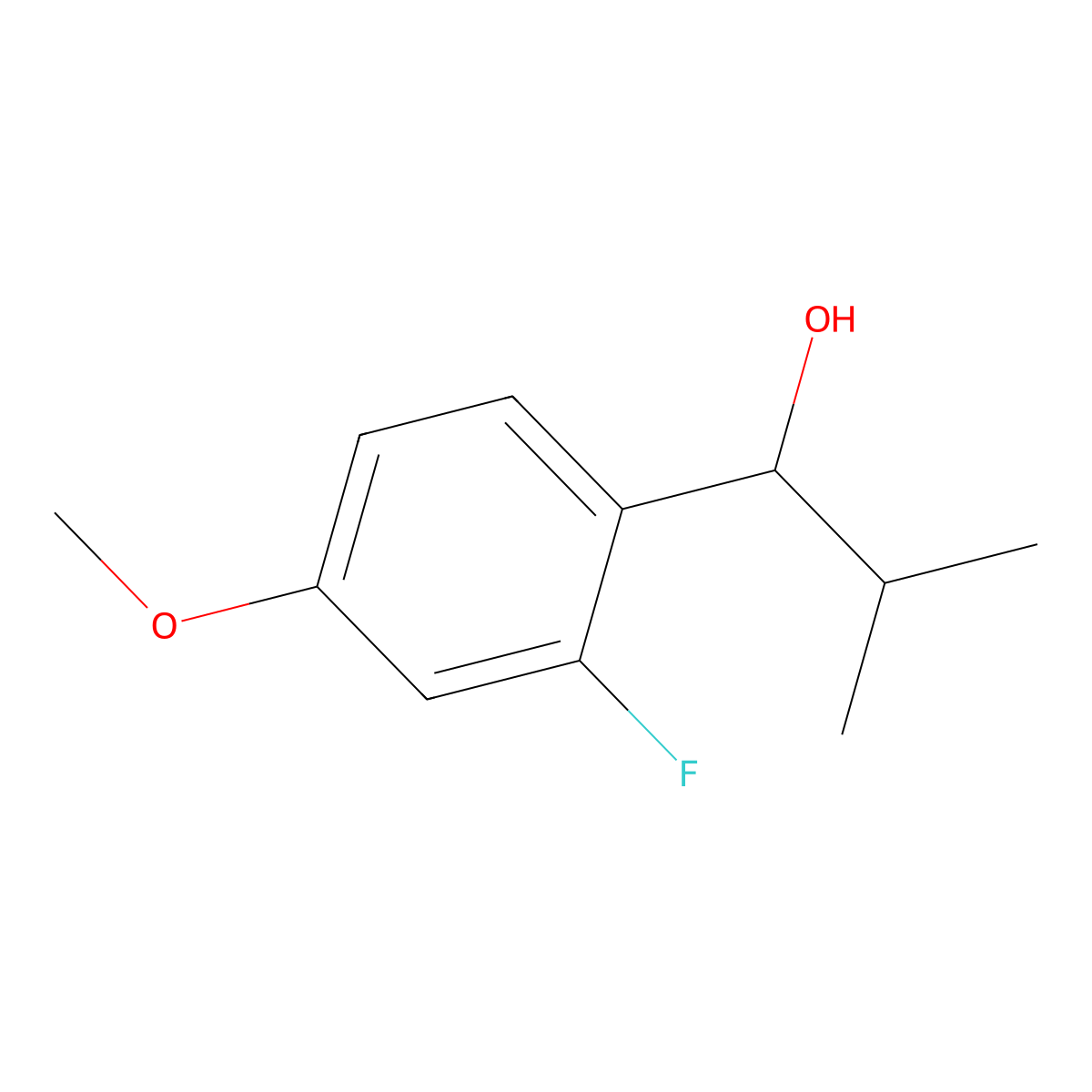 1-(2-Fluoro-4-methoxyphenyl)-2-methylpropan-1-ol molecular structure, CAS 1249705-84-7