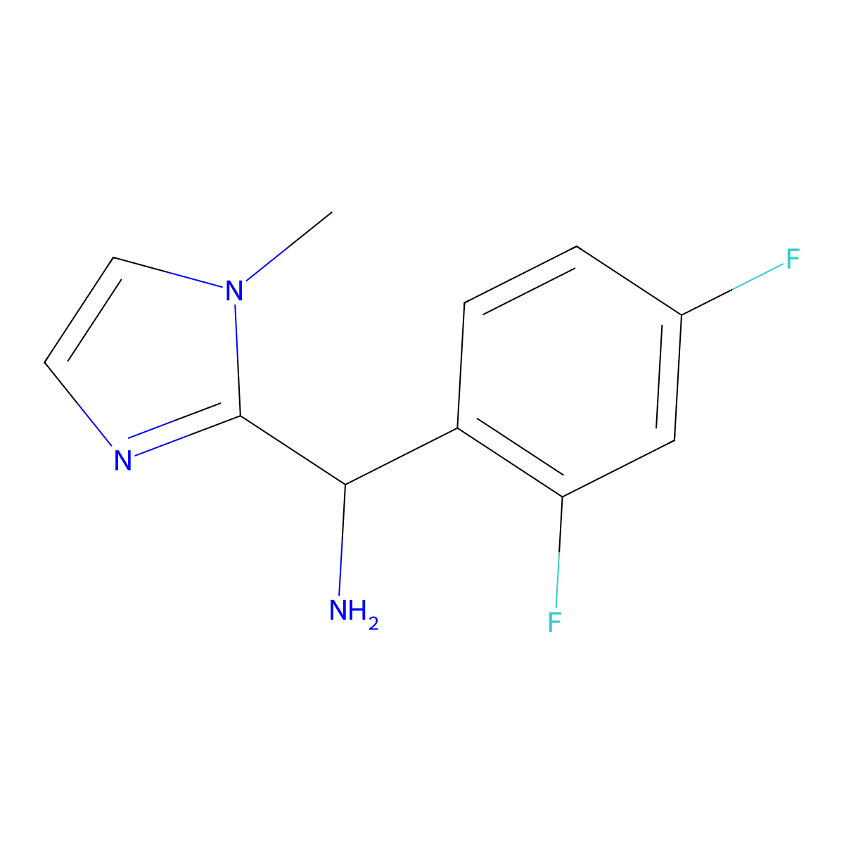 (2,4-difluorophenyl)(1-methyl-1H-imidazol-2-yl)methanamine molecular structure, CAS 1249710-14-2