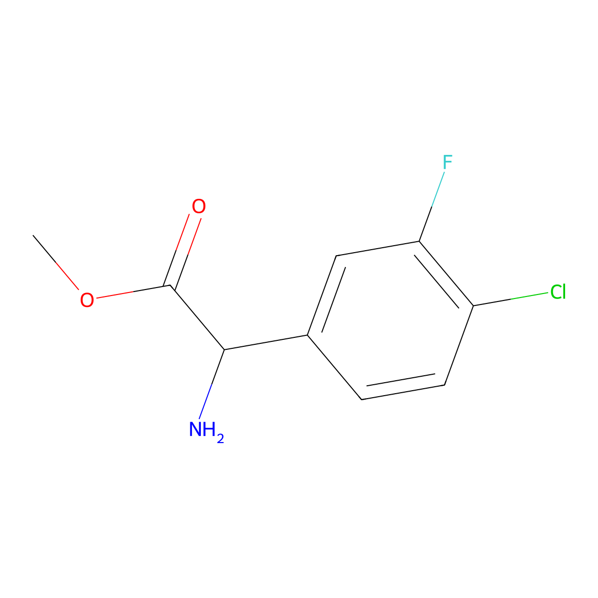 Methyl 2-amino-2-(4-chloro-3-fluorophenyl)acetate molecular structure, CAS 1249711-69-0