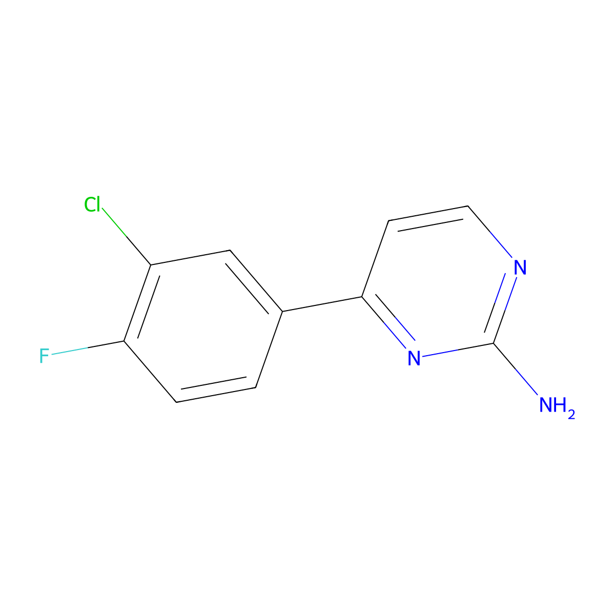 4-(3-Chloro-4-fluorophenyl)pyrimidin-2-amine molecular structure, CAS 1249713-59-4