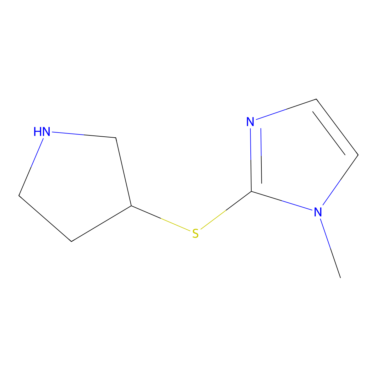 1-Methyl-2-(pyrrolidin-3-ylthio)-1H-imidazole molecular structure, CAS 1249715-42-1