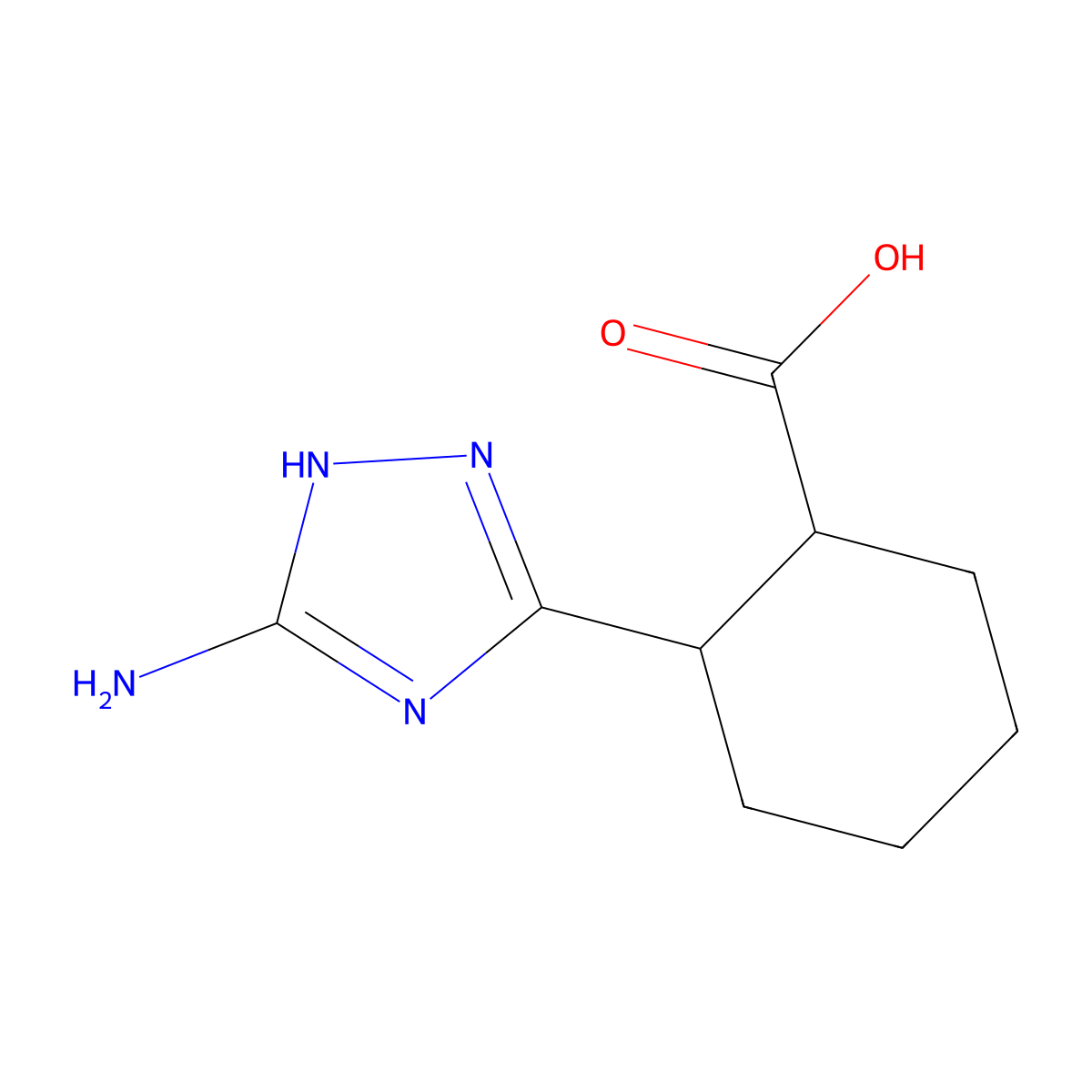 2-(5-amino-1H-1,2,4-triazol-3-yl)cyclohexanecarboxylic acid molecular structure, CAS 1249716-65-1
